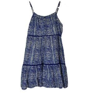 Urban Outfitters Womens Tiered Frock Mini Dress Blue Geometric Print Size XS EUC